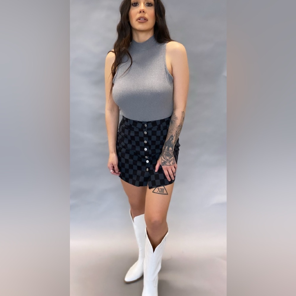 Black Checkered Skirt